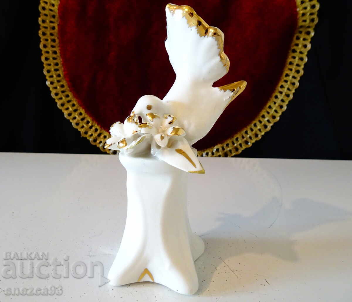 Statuetă din porțelan porumbel, Capodimonte, aur