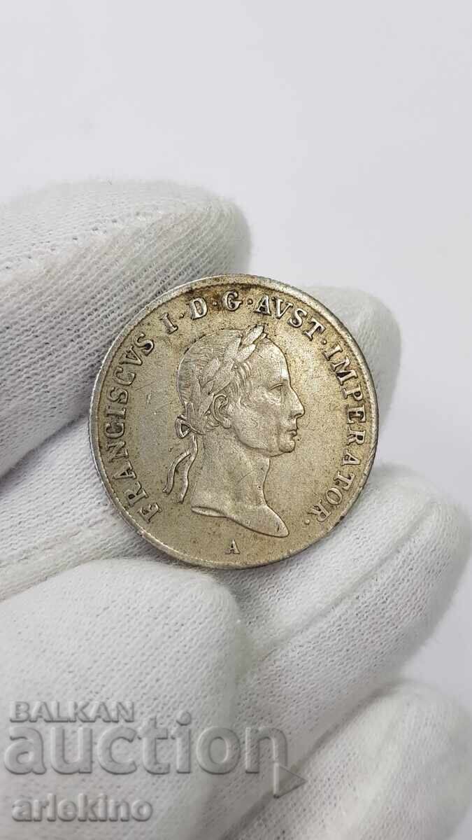 Доставка на Рядка сребърна монета 20 кройцера 1832 "А" Австрия Доставка на Рядка сребърна монета 20 кройцера 1832 "А" Австрия