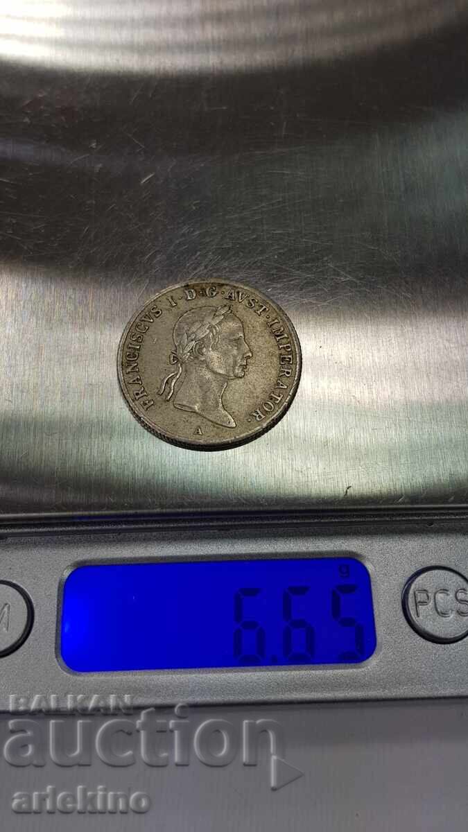 Рядка сребърна монета 20 кройцера 1832 "А" Австрия - 6 Рядка сребърна монета 20 кройцера 1832 "А" Австрия - 6