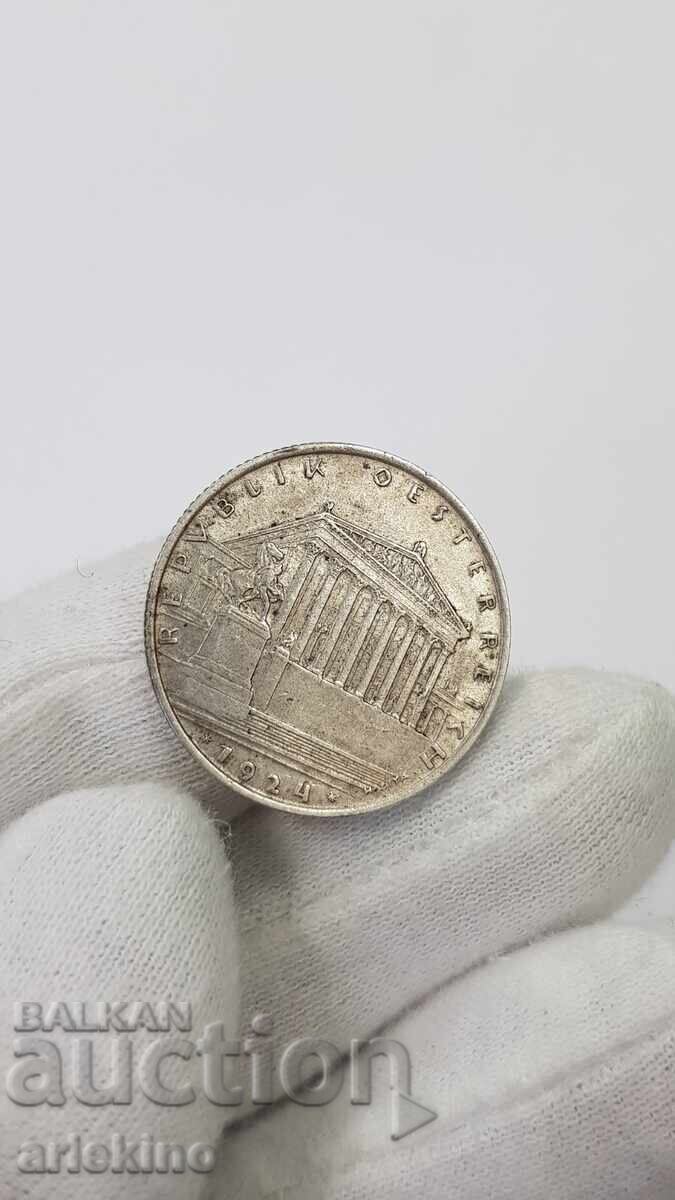 Licitație Monedă frumoasă, de colecție, din argint, 1 șiling 1924 - Austria