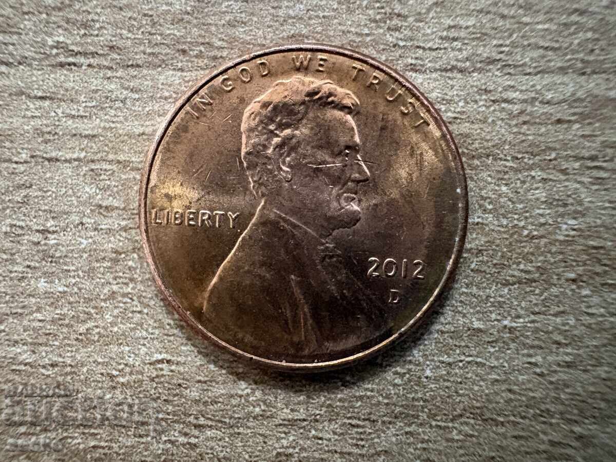 САЩ - 1 цент (2012) - D с цена € 0.08 | 0.16 лв.