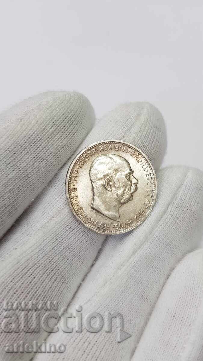 Κορυφαίας ποιότητας ασημένιο νόμισμα 1 κορώνα 1914 Αυστροουγγαρία - 6