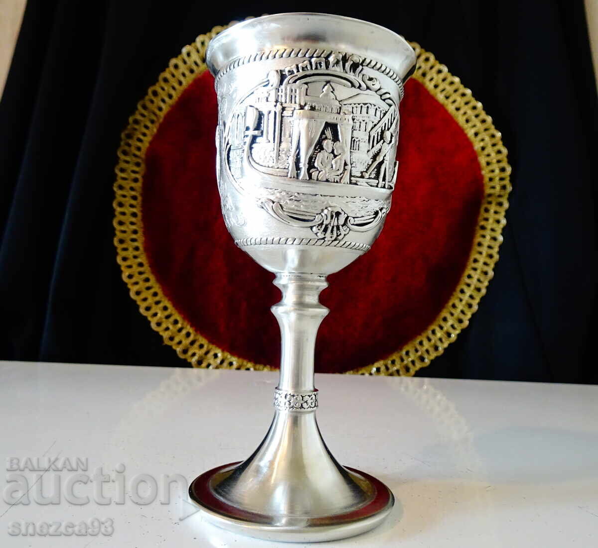 Unique pewter goblet, lovers, gondola, pewter wedding