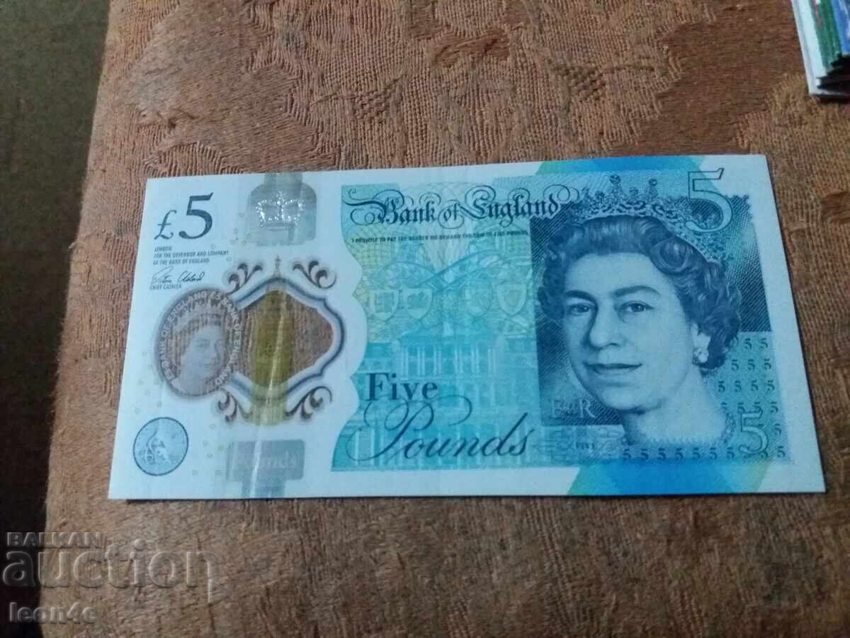 5 Lire Anglia 2015 Polimer Churchill cu preț € 6.50 | 12.71 BGN