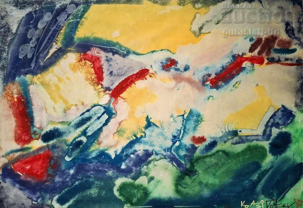 Tablou, abstracție, 1997, artist Kr. Doychev (1961-2020) cu preț € 280.00 | 547.63 BGN