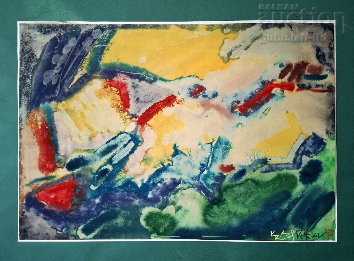 Tablou, abstracție, 1997, artist Kr. Doychev (1961-2020)