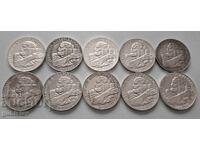 Monede de argint 5 lv. 1972, Paisie de la Hilandar, 10 buc