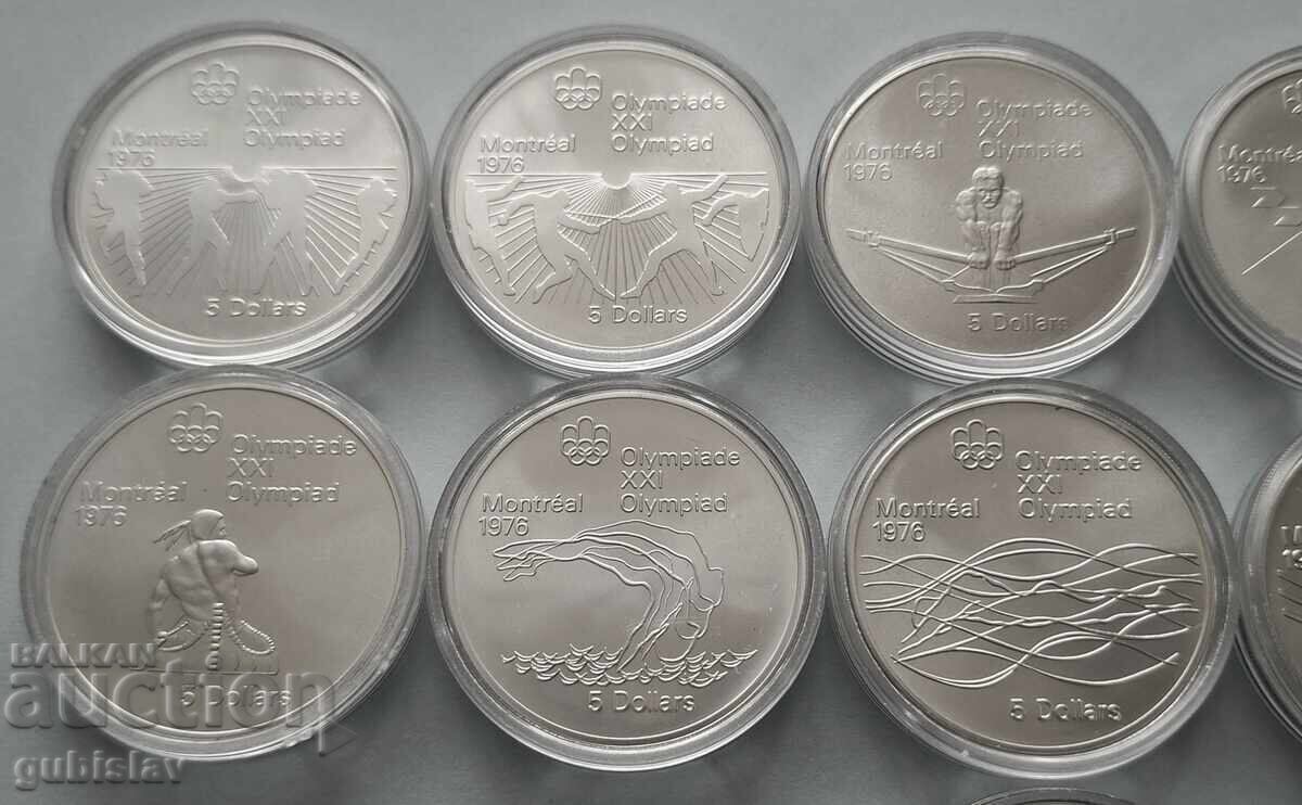 Silver coins 5 dollars 1976, Olympic Games, Montreal - 11 pcs with price € 750.00 | 1466.88 BGN