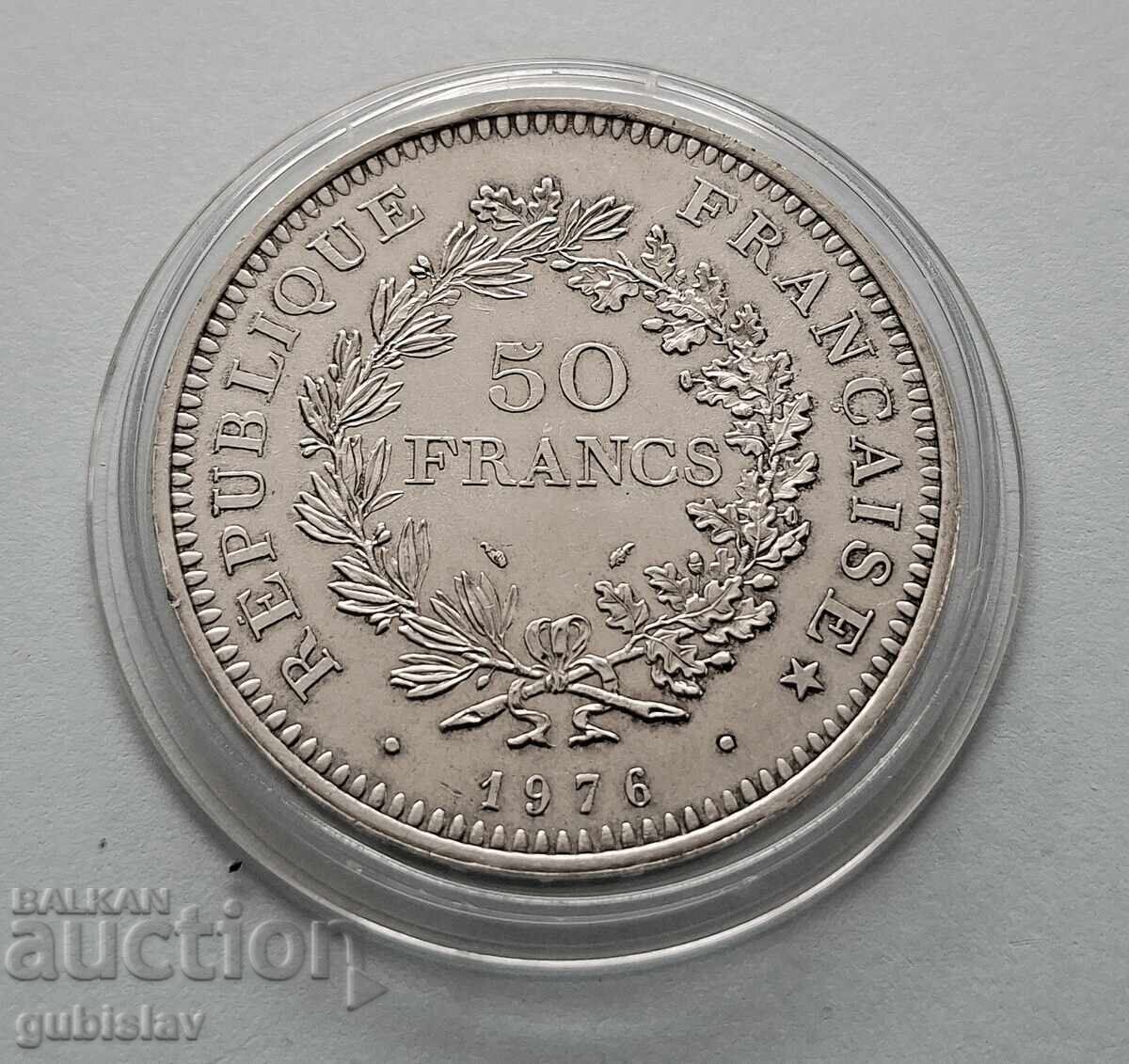 Monedă de argint 50 franci 1976, Franța, Hercule