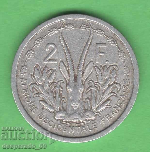 (¯`'•.¸ 2 franka 1948 AFRICA OCCIDENTALĂ FRANCEZĂ ¸.•'´¯)