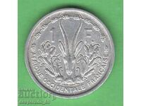 (¯`'•.¸   1 франк 1948  ФРЕНСКА ЗАПАДНА АФРИКА   ¸.•'´¯)