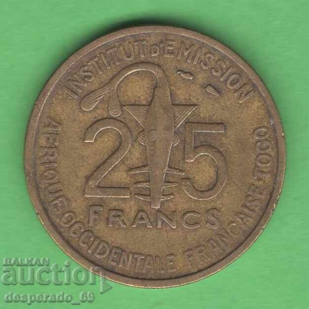 (¯`'•.¸ 25 φράγκα 1957 ΓΑΛΛΙΚΗ ΔΥΤΙΚΗ ΑΦΡΙΚΗ ¸.•'´¯)