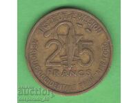(¯`'•.¸ 25 franci 1957 AFRICA OCCIDENTALĂ FRANCEZĂ +TOGO •'´¯)