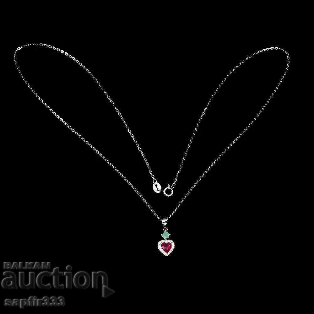 Colier magic de argint cu rubin "Inimă" și smarald cu preț € 137.00 | 267.95 BGN