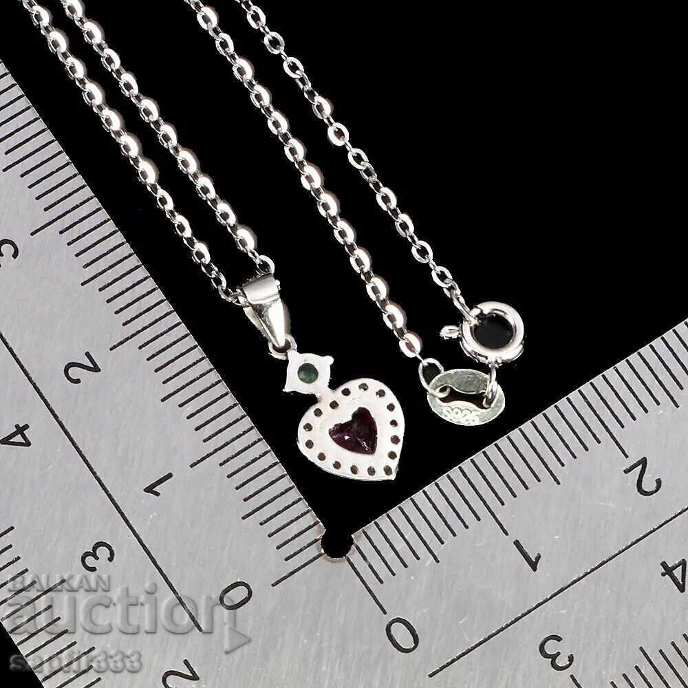 Licitație Colier magic de argint cu rubin "Inimă" și smarald