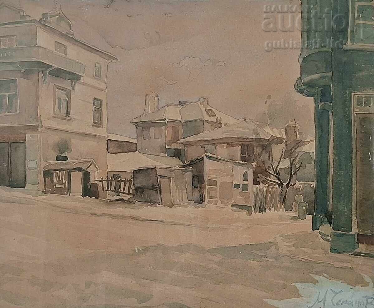 Pictură, vechiul Burgas, 1952, art. M. Chepanov (1926-2002) cu preț € 350.00 | 684.54 BGN
