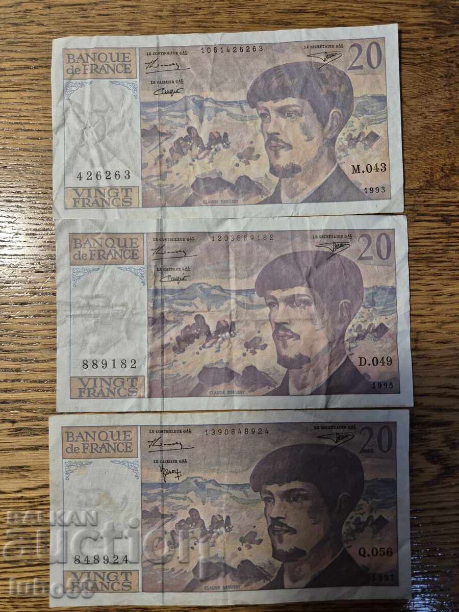 20 franci 1993, 95, 97