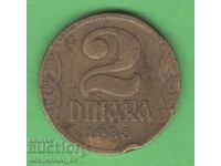 (¯`'•.¸ 2 dinari 1938 Iugoslavia ¸.•'´¯)
