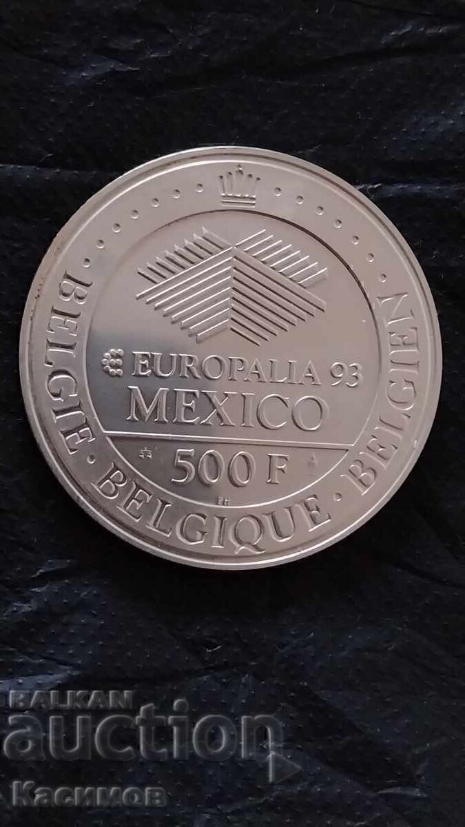 Ασημένιο αναμνηστικό νόμισμα Βελγίου 500 Φράγκα 1993. UNC - 6