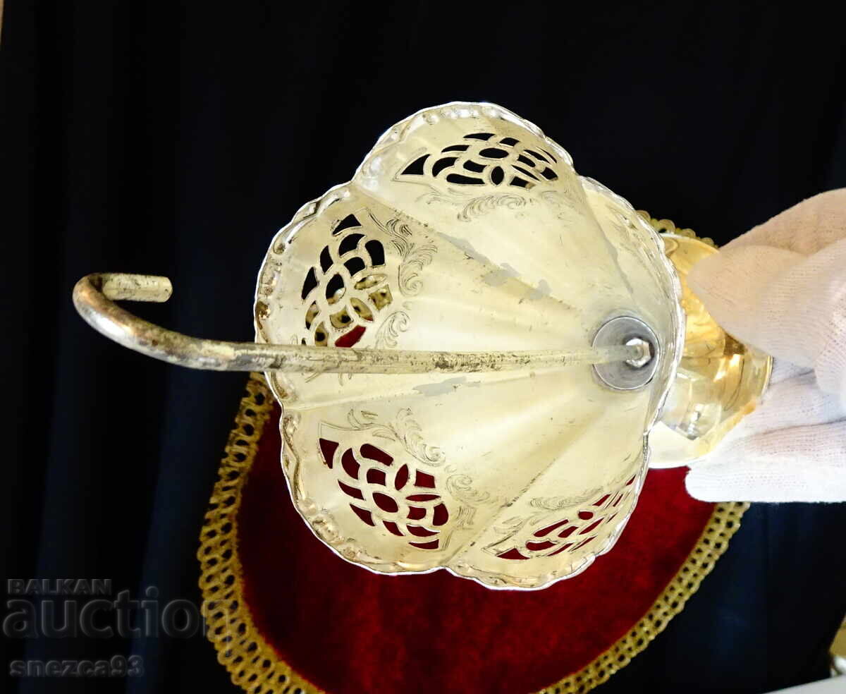 Посребрен салфетник чадърче,Art Nouveau. - 5