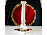 Sveshtnik ot bronz s posrebryavane 18 sm, 380 gr