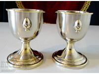 Silver-plated cup, cocktail shaker, embossed hazelnut