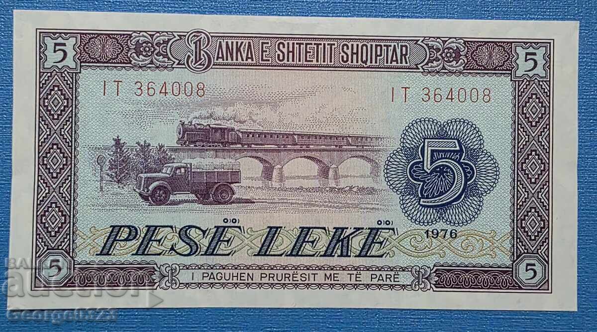 Albania 1976 5 lek UNC New