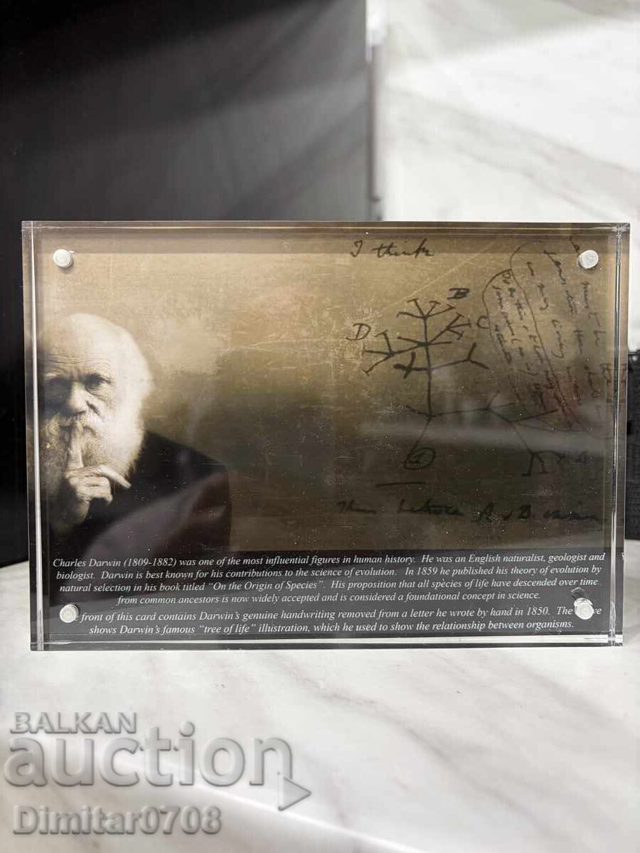 Δημοπρασία Πρωτότυπο χειρόγραφο του ΤΣΑΡΛΣ ΝΤΑΡΓΟΥΙΝ. Διπλά πιστοποιημένο!