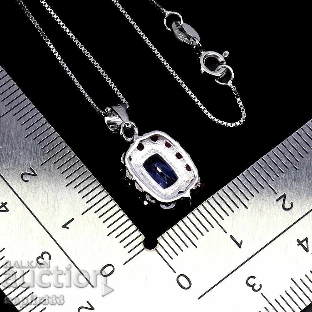Auction  MAGICAL SILVER NECKLACE WITH TANZANITE AND RUBIES