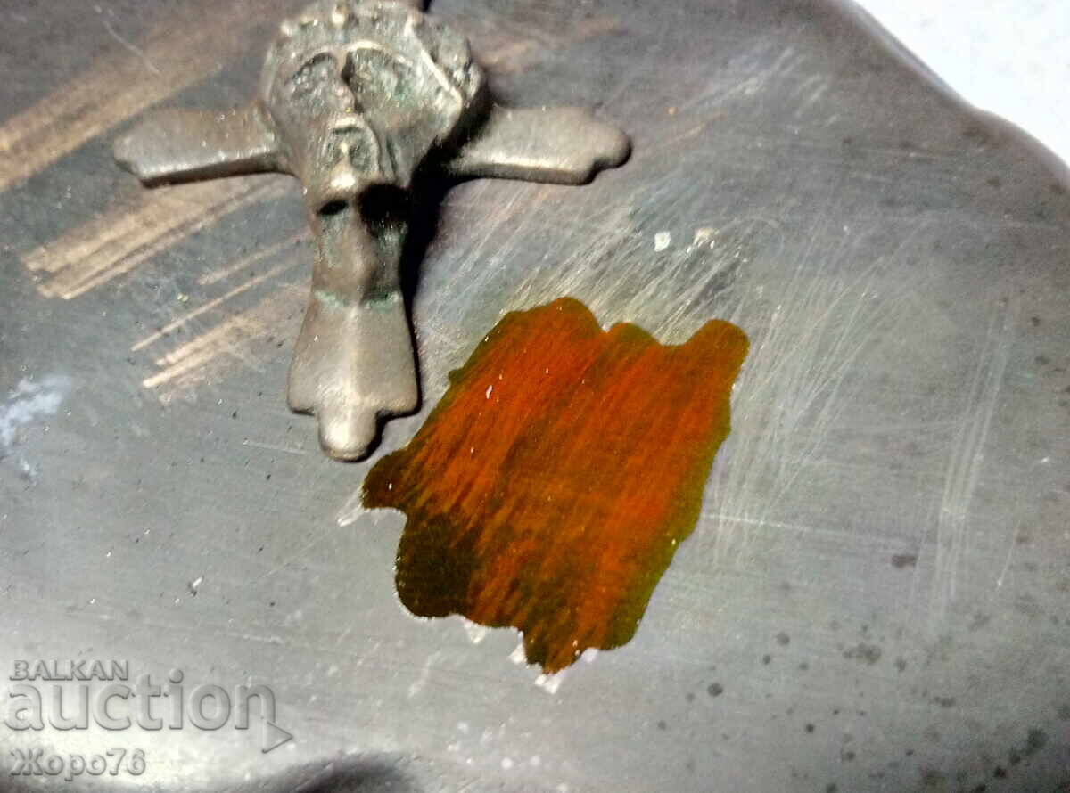 Vechi CRUCE de ARGINT cu CHIPUL lui IISUS HRISTOS Argintiu - 6