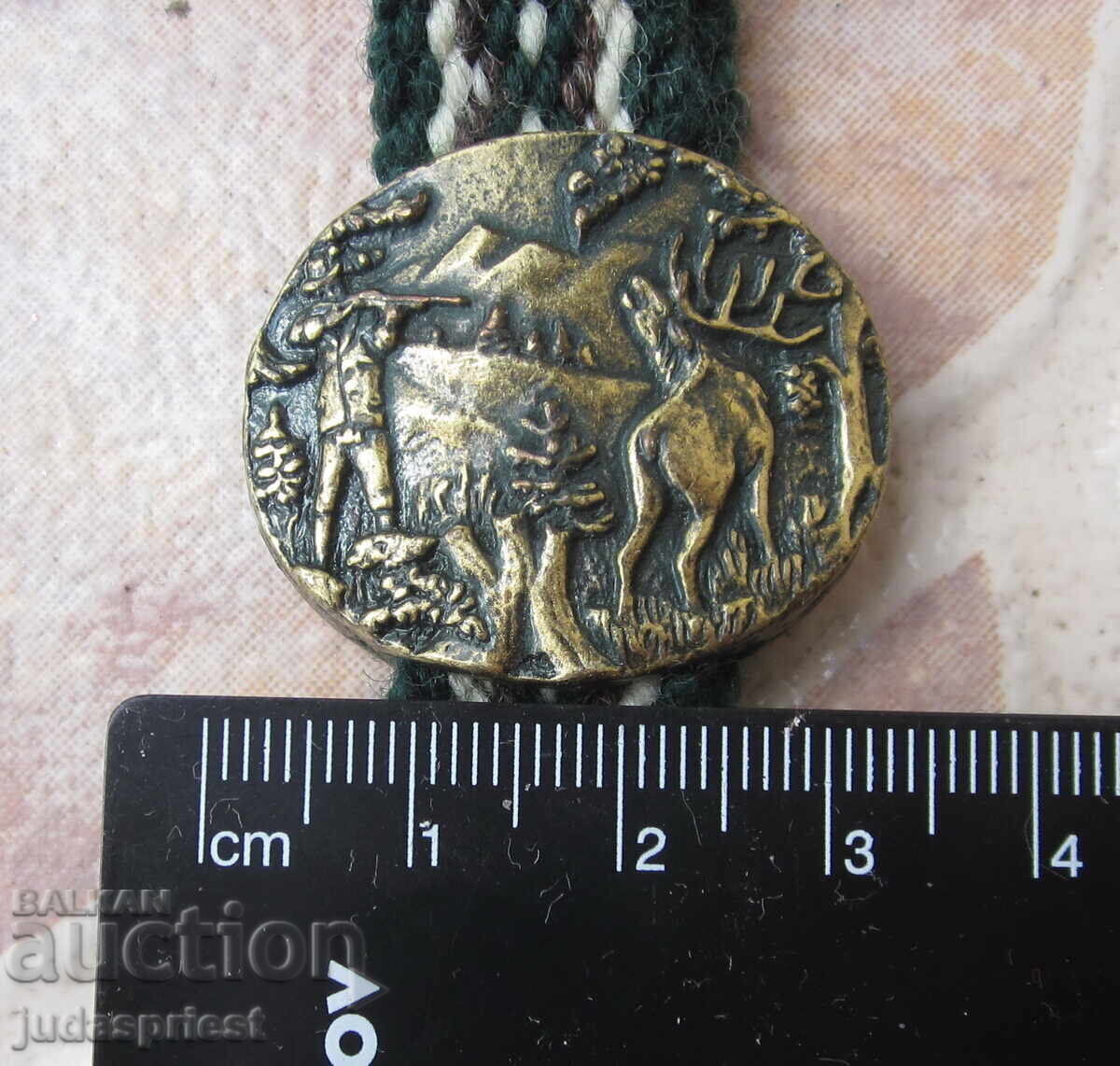 Antique hunting badge, aiguillette with deer - 6