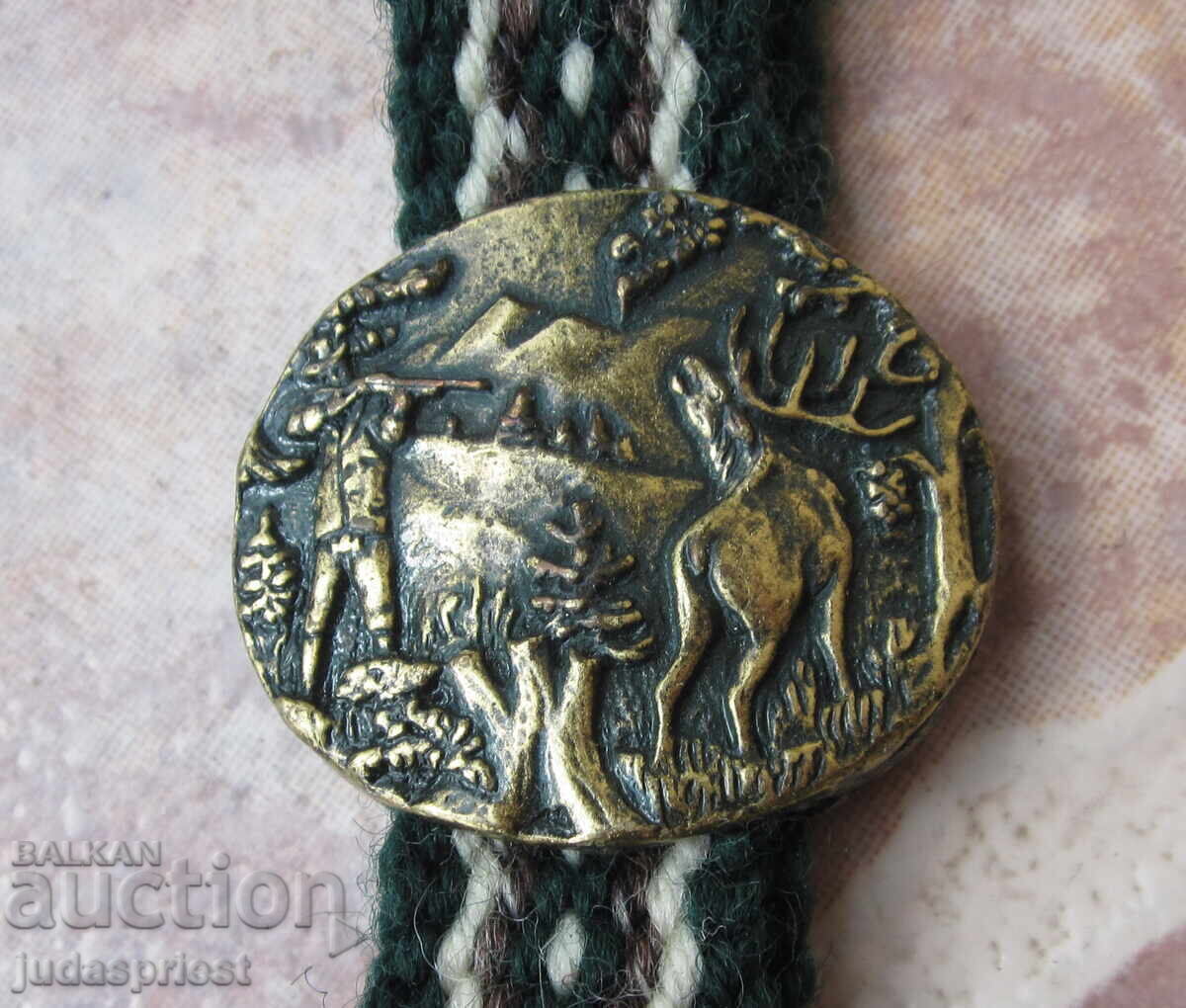 Antique hunting badge, aiguillette with deer - 7
