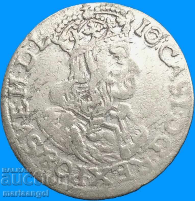Полша 6 гроша (Шестак) 1663 Йохан III сребр - рядък - 5