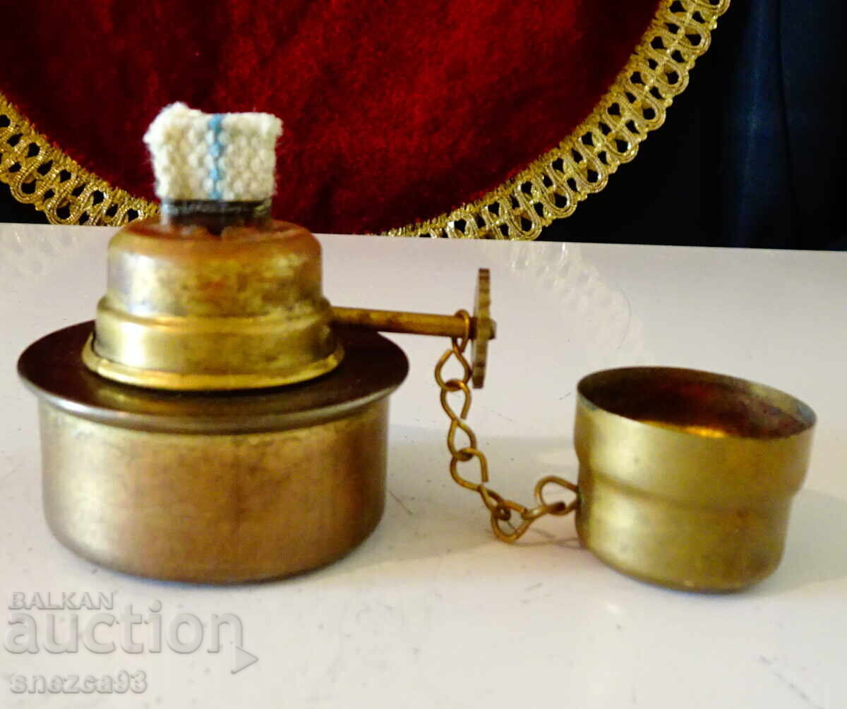 Alcoolier german, lampă cu ulei cu fitil, capac