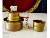Alcoolier german, lampă cu ulei cu fitil, capac