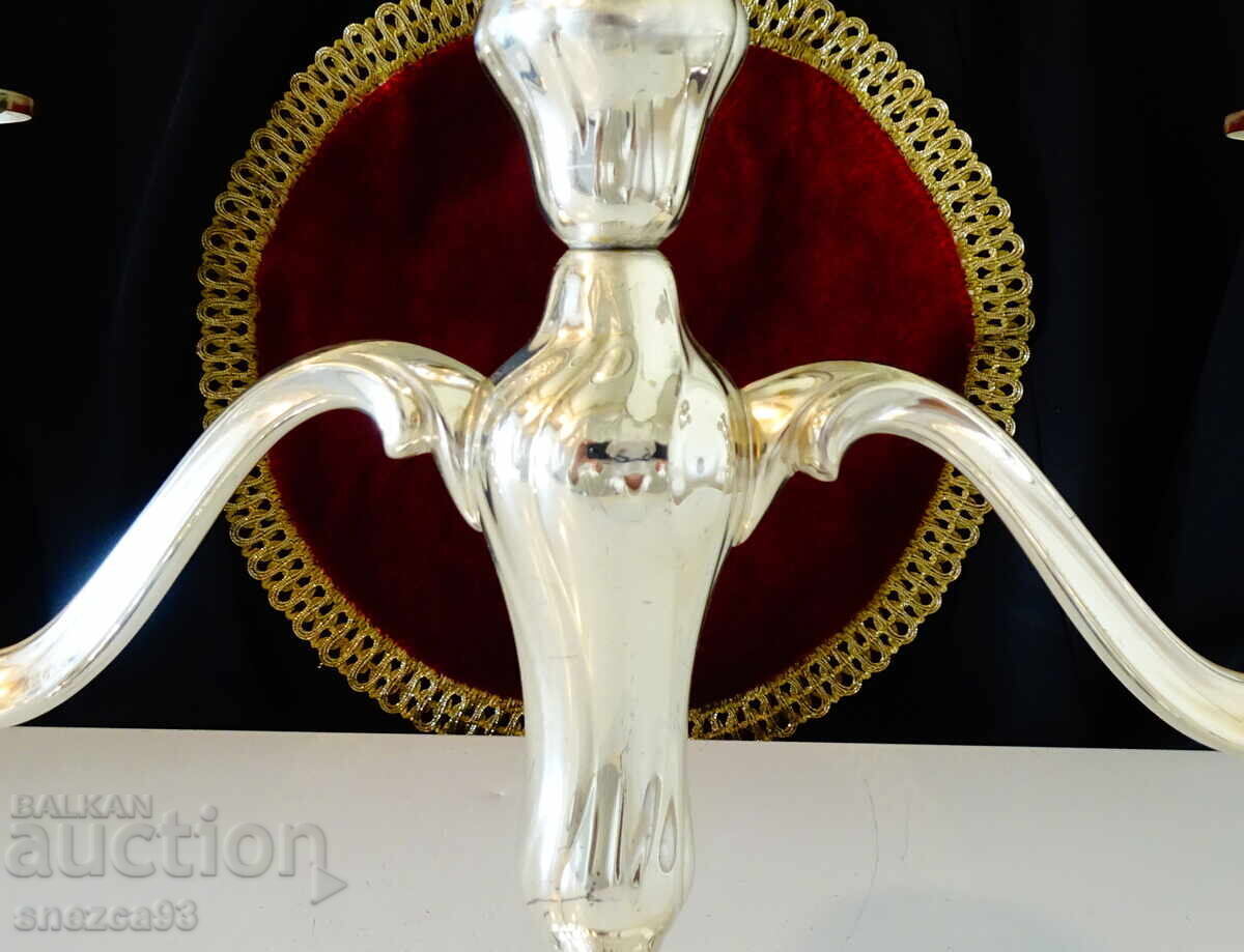 Auction  Silver-plated triple candelabra trio WMF, 800g, Art Nouveau