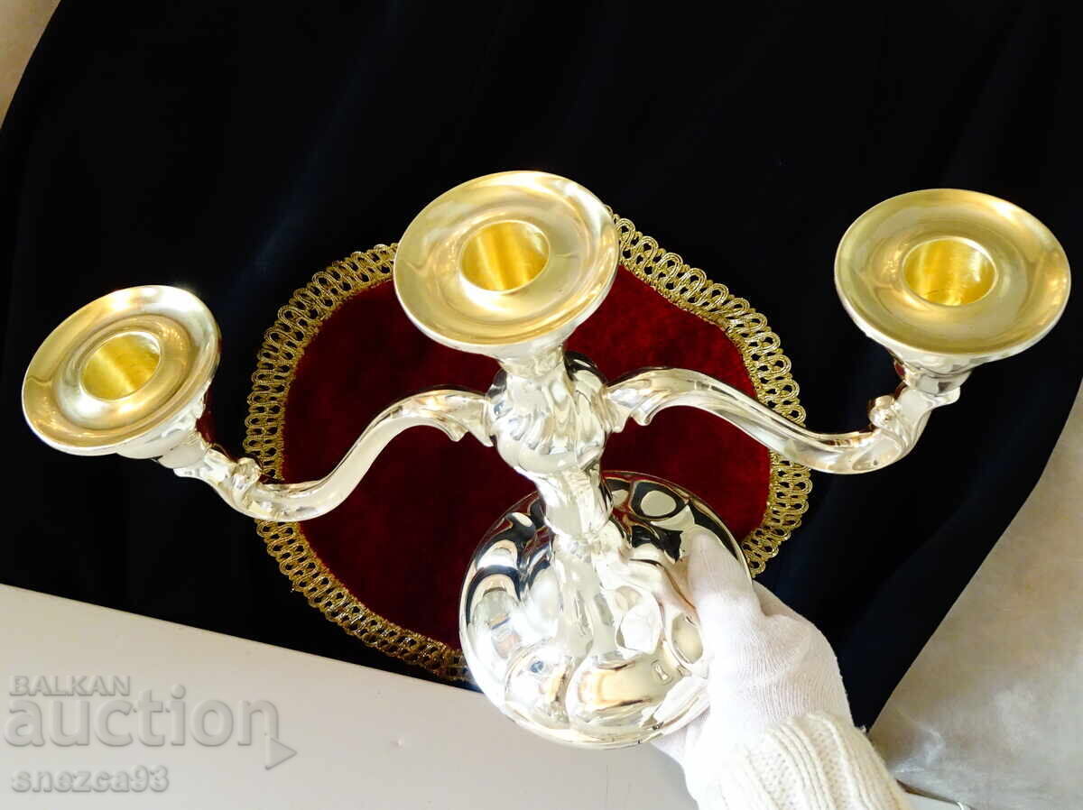 Silver-plated triple candelabra trio WMF, 800g, Art Nouveau - 5