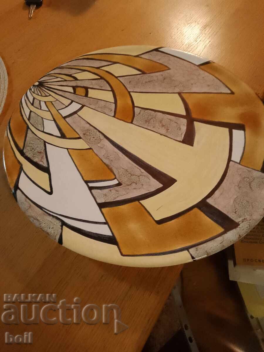 Licitație Farfurie ceramică, platou decor perete, lucrare manuală