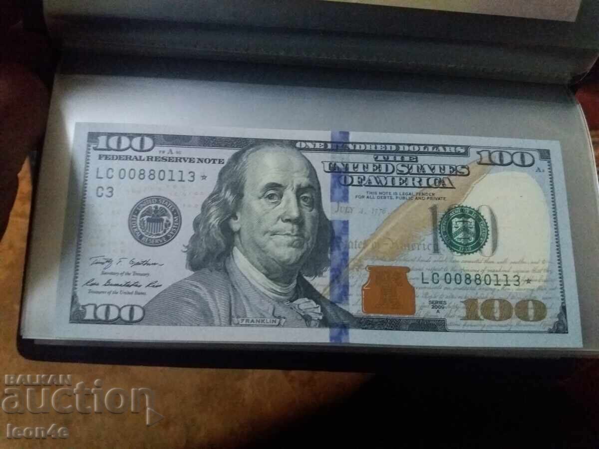 Bancnotă 100 dolari SUA 2009 Stea UNC