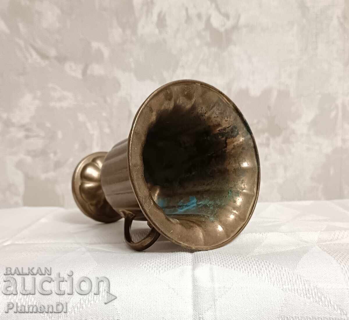 Stilată vază antică din alamă/bronz 12cm - 5