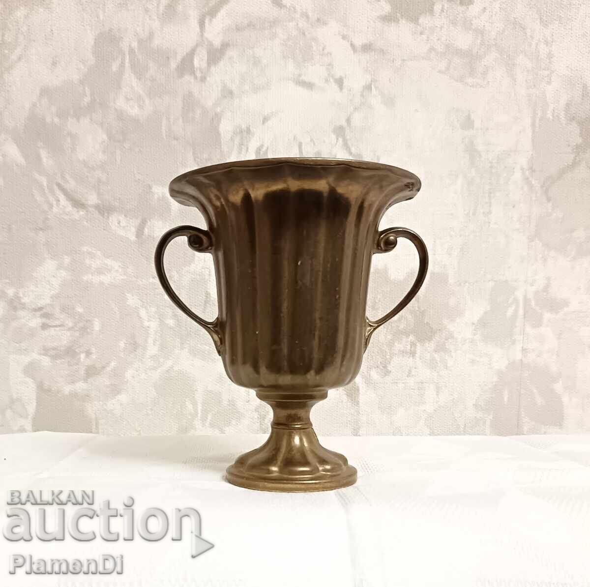 Stilată vază antică din alamă/bronz 12cm