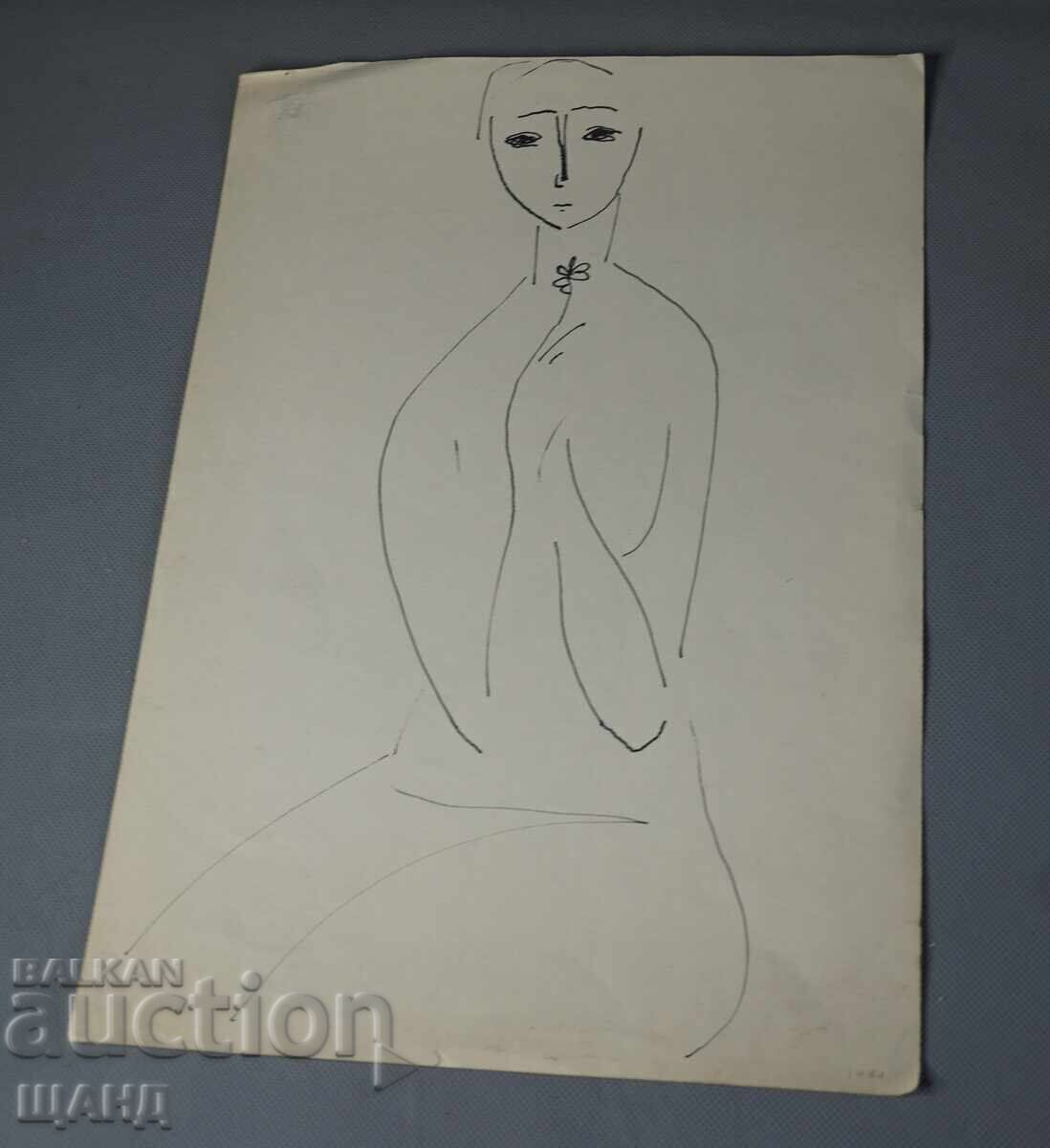 Veche pictură de maestru, portret, fată, femeie