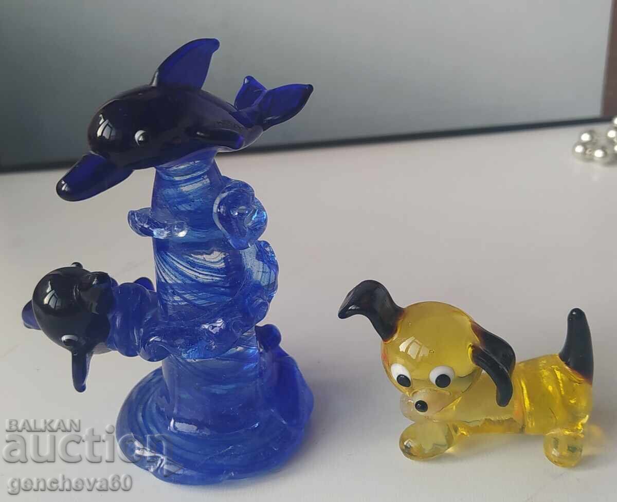Figurine din sticlă - delfini și cățeluș - 5 Figurine din sticlă - delfini și cățeluș - 5
