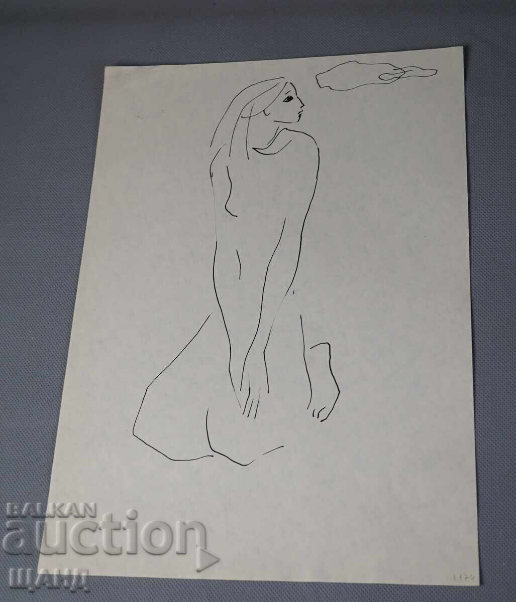 Old Master Drawing Painting Portrait Girl Woman