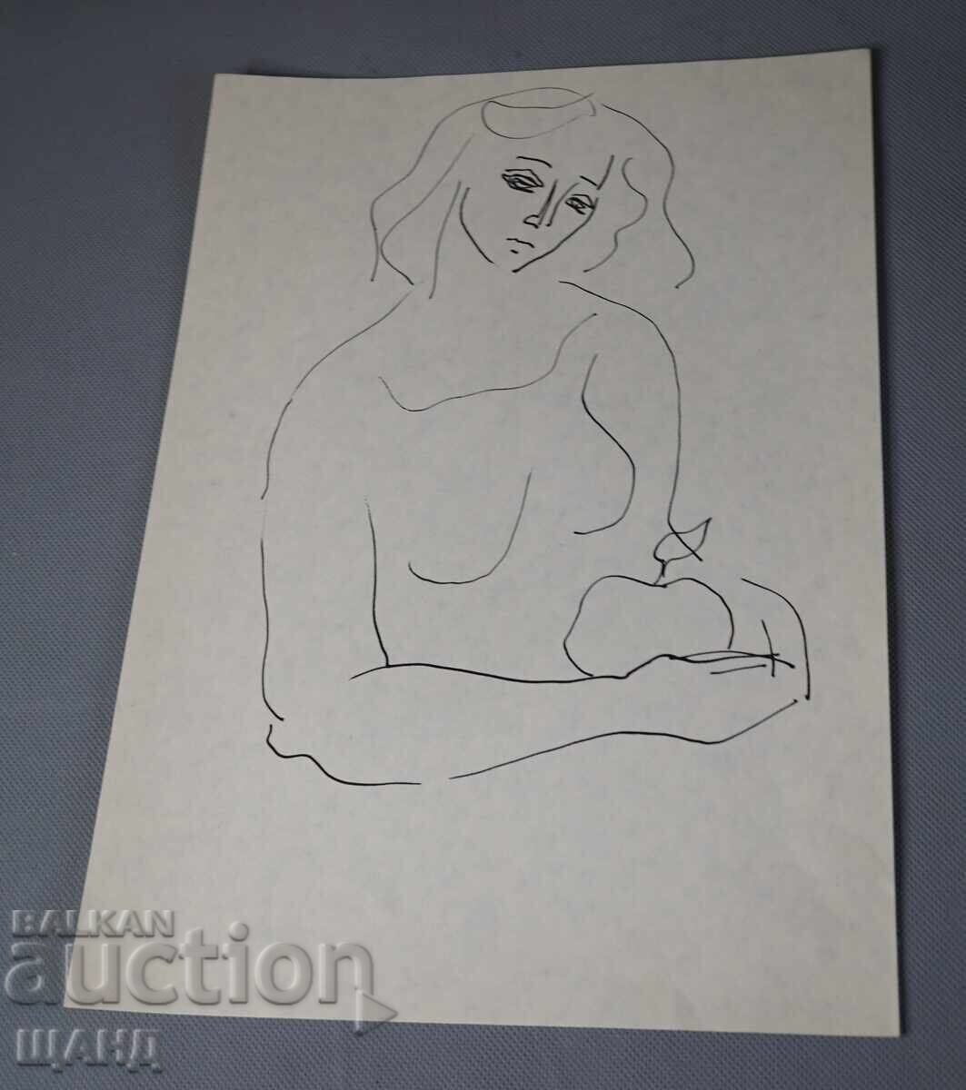 Veche pictură de maestru, portret, fată, femeie