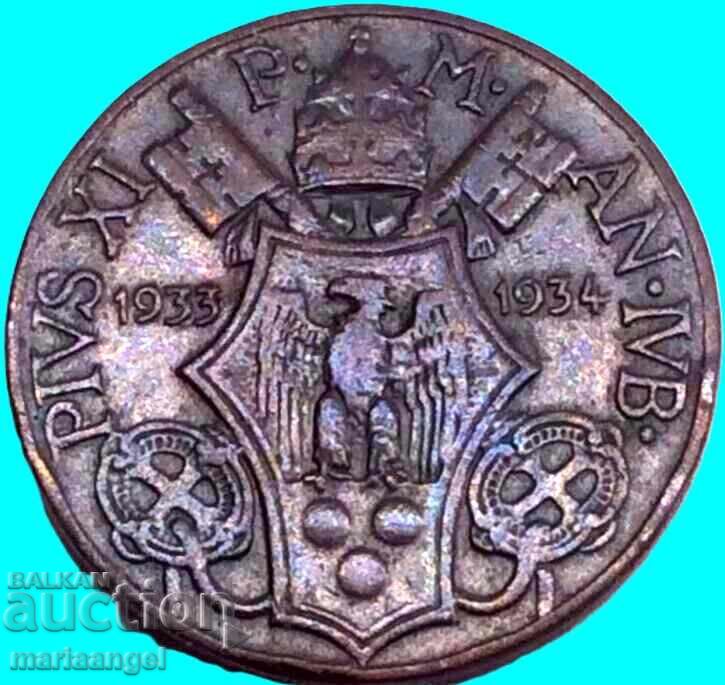 5 чентесими 1933-1934 Ватикана Рим понтифик Пий XI - рядка - 6