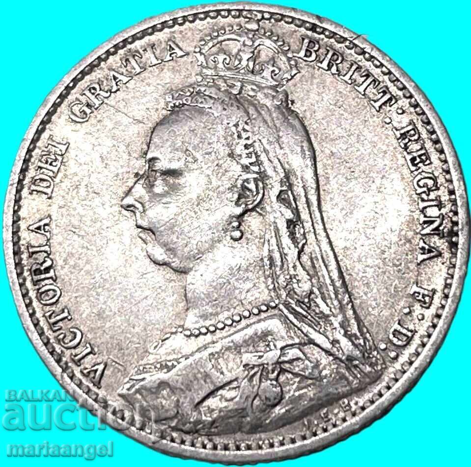 Auction  Great Britain 6 Pence 1897 Victoria Silver - Rare