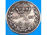 United Kingdom 3 Pence 1895 Victoria 1837-1901 Silver