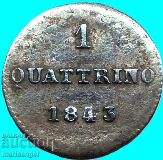 Quattino 1843 Τοσκάνη Ιταλία Leopold II - σπάνιο με τιμή € 10.90 | 21.32 BGN