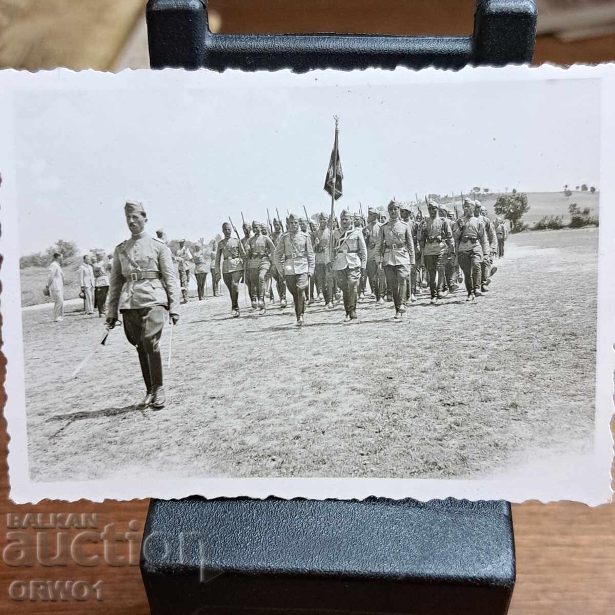 Parade of Battle Flag Kingdom of Bulgaria old photo 1930s Parade of Battle Flag Kingdom of Bulgaria old photo 1930s